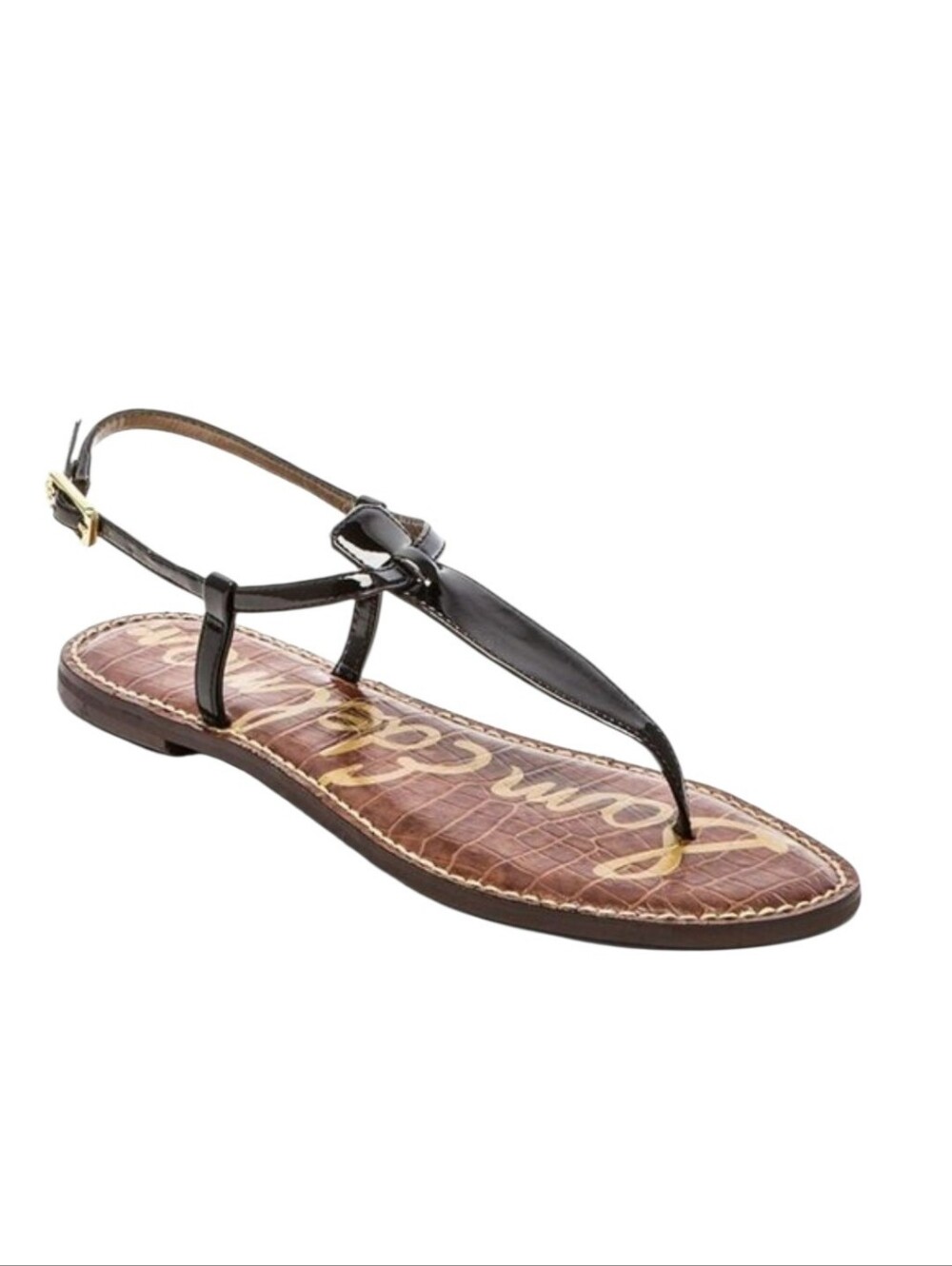 Sam Edelman Black Gigi Leather T-Strap Slingback Sandal - Picture 3 of 11